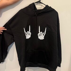 SHEIN Black Hoodie with Skeleton Design-Size 3x-Like New